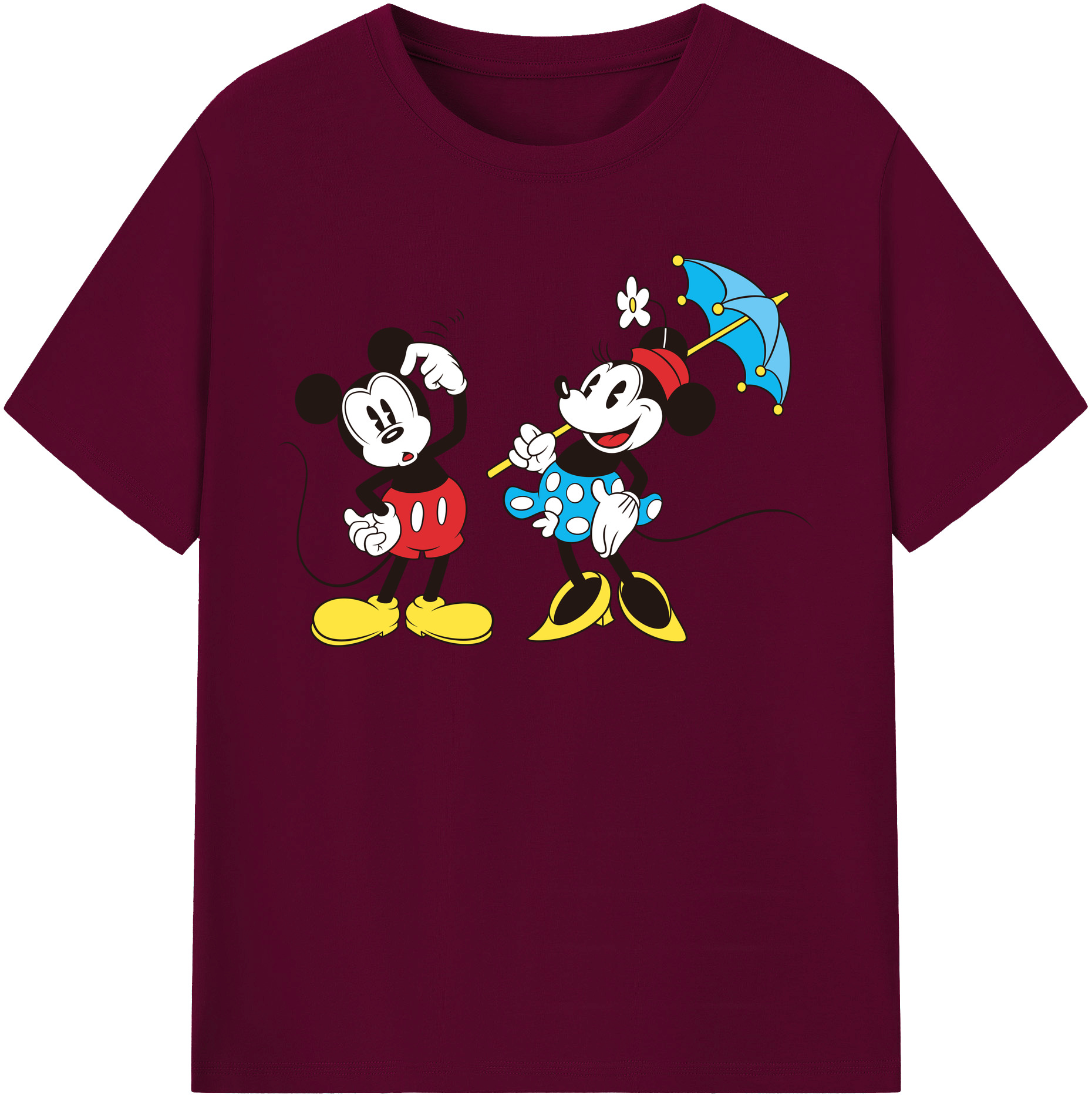 （画像用） ミッキーマウス Mickey Mouse レディースカジュアルプリントTシャツ（綿100％）